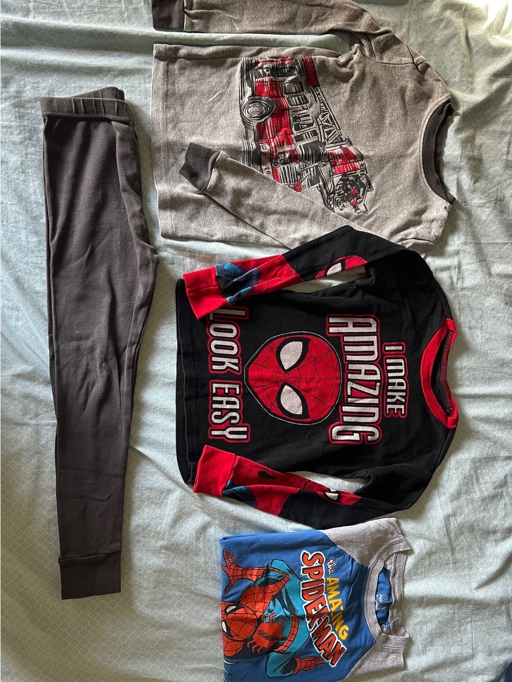 Marvel Spider-Man Boys PJ sets and shirt — Black & Red Trim bundle